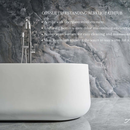 Cossue 61" Freestanding Acrylic Bathtub in White Ancerre Designs