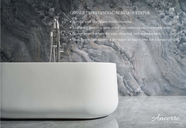 Cossue 61" Freestanding Acrylic Bathtub in White Ancerre Designs