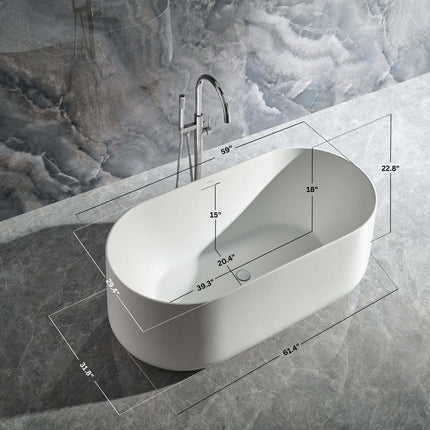 Cossue 61" Freestanding Acrylic Bathtub in White Ancerre Designs