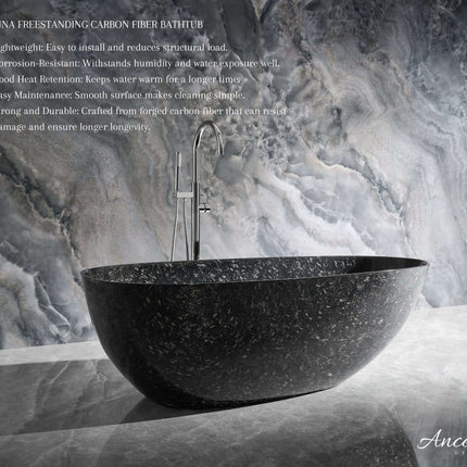 Anjuna 67" Freestanding Forged Carbon Fiber Bathtub Ancerre Designs