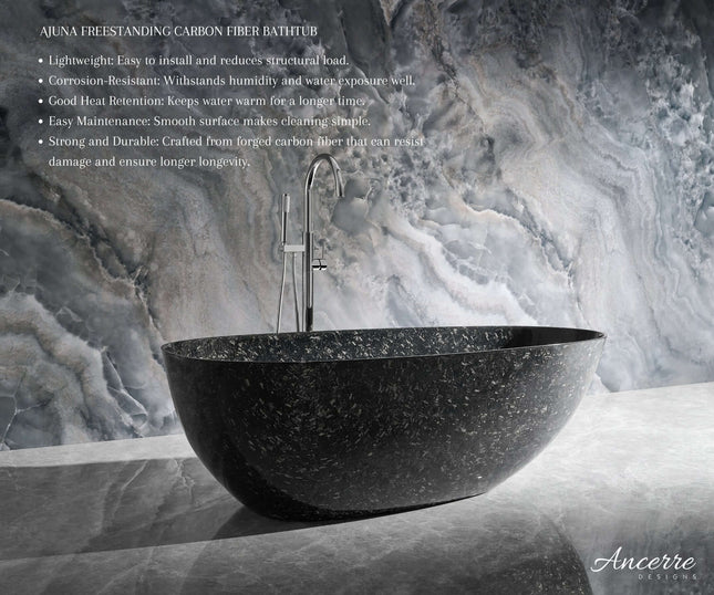 Anjuna 67" Freestanding Forged Carbon Fiber Bathtub Ancerre Designs