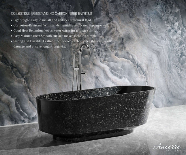 Coesistere 67" Freestanding Forged Carbon Fiber Bathtub Ancerre Designs