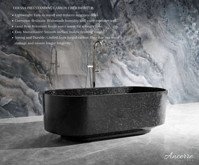 Odessa 67" Freestanding Forged Carbon Fiber Bathtub Ancerre Designs
