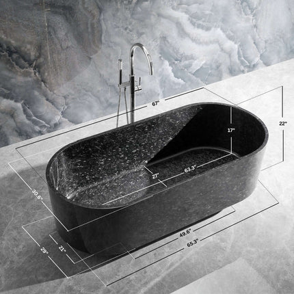 Odessa 67" Freestanding Forged Carbon Fiber Bathtub Ancerre Designs