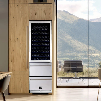 Forno Azienda 24-Inch Dual Temperature Zone Wine Cooler, Up to 108 Bottles, Two Refrigerated Drawers, Adjustable Temperature Zones, Energy Efficient FORNO