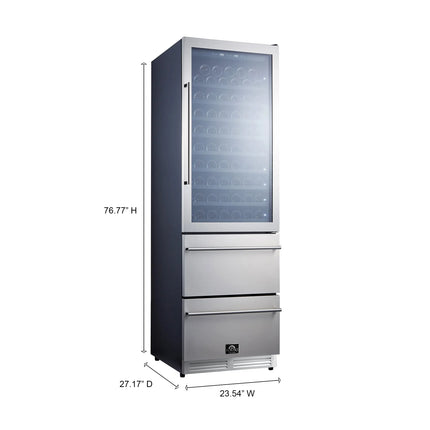Forno Azienda 24-Inch Dual Temperature Zone Wine Cooler, Up to 108 Bottles, Two Refrigerated Drawers, Adjustable Temperature Zones, Energy Efficient FORNO