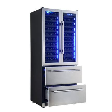Forno Campania 32-Inch Wine Cooler, Stainless Steel, Dual Wine Zones, Two Beverage Drawers, 17.7 cu.ft FORNO