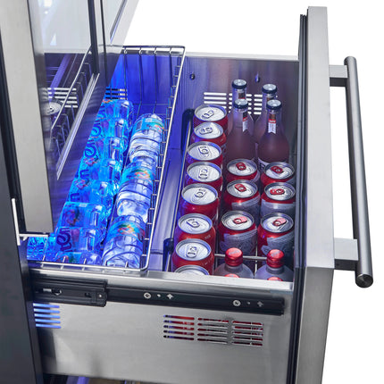 Forno Campania 32-Inch Wine Cooler, Stainless Steel, Dual Wine Zones, Two Beverage Drawers, 17.7 cu.ft FORNO