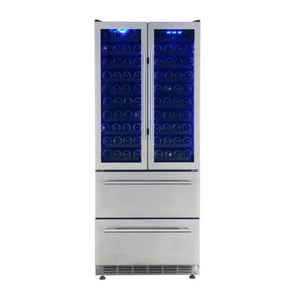 Forno Campania 32-Inch Wine Cooler, Stainless Steel, Dual Wine Zones, Two Beverage Drawers, 17.7 cu.ft FORNO