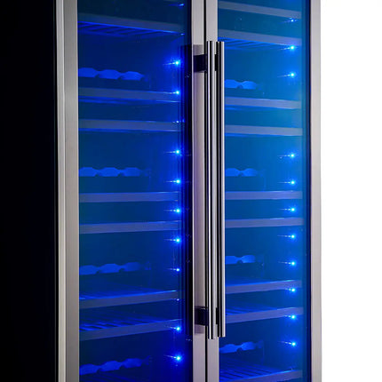 Forno Vernazza 40-Inch Side-by-Side Dual Zone Wine Cellar, 25.07 cu.ft Capacity, Stainless Steel, Temperature Control, UV-Protected Glass Door, Wooden Shelves FORNO