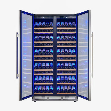 Forno Vernazza 40-Inch Side-by-Side Dual Zone Wine Cellar, 25.07 cu.ft Capacity, Stainless Steel, Temperature Control, UV-Protected Glass Door, Wooden Shelves FORNO