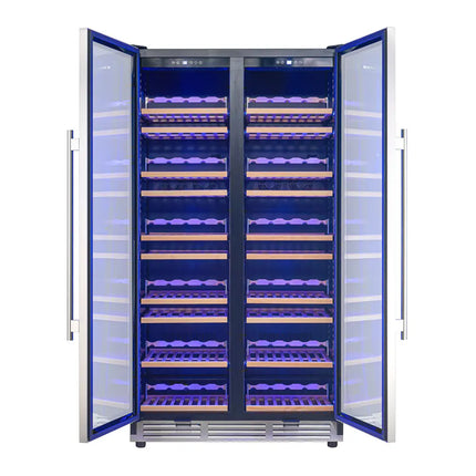 Forno Vernazza 40-Inch Side-by-Side Dual Zone Wine Cellar, 25.07 cu.ft Capacity, Stainless Steel, Temperature Control, UV-Protected Glass Door, Wooden Shelves FORNO