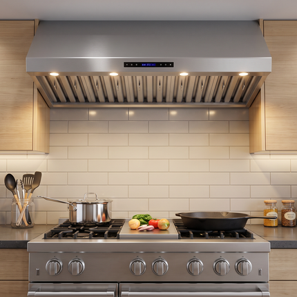 Forno Palazzo 60-Inch Wall Mounted Range Hood, Stainless Steel, Heavy Duty Baffle Filters, Remote Control FORNO