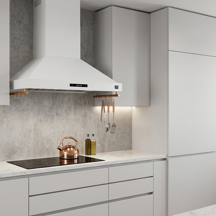 Forno Venezia 30 Inch Wall-Mounted Range Hood in White with Touch Controls and Baffle Filters FORNO