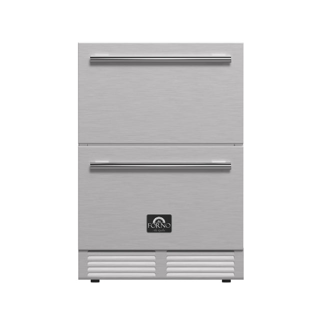 Forno Como 24-Inch Indoor Outdoor Drawer Refrigerator, 4.87 cu.ft, Stainless Steel Interior, Adjustable Shelves, LED Lighting FORNO