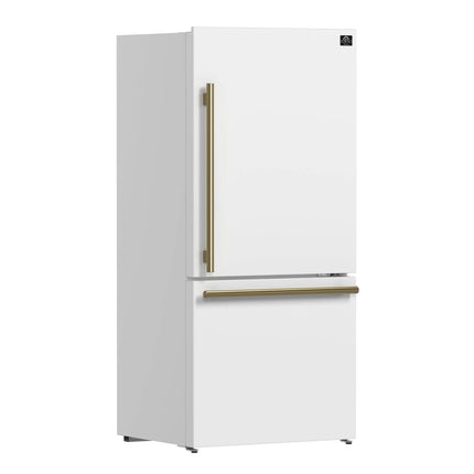 Forno Milano Espresso 31-Inch Bottom Freezer Refrigerator, White, 17.2 cu.ft Capacity, Energy Efficient FORNO