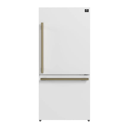 Forno Milano Espresso 31-Inch Bottom Freezer Refrigerator, White, 17.2 cu.ft Capacity, Energy Efficient FORNO
