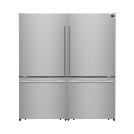 Forno Milano 2-Piece 62-Inch Freestanding Dual Bottom Freezer Refrigerator, Stainless Steel – 34.4 cu.ft, Touch Control, Ice Maker FORNO