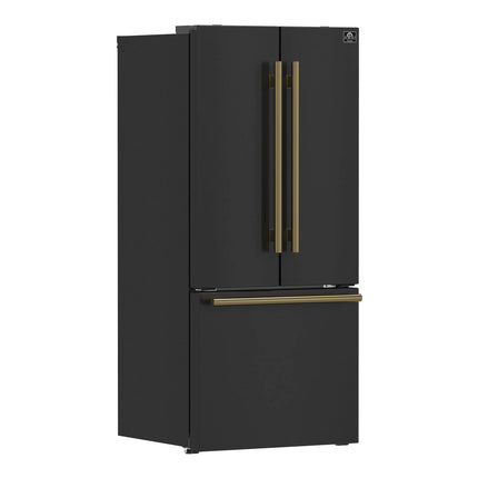 Forno Gallipoli Espresso 30-Inch Black French Door Refrigerator, Bottom Freezer, 17.5 Cu. Ft., No Frost, Ice Maker FORNO