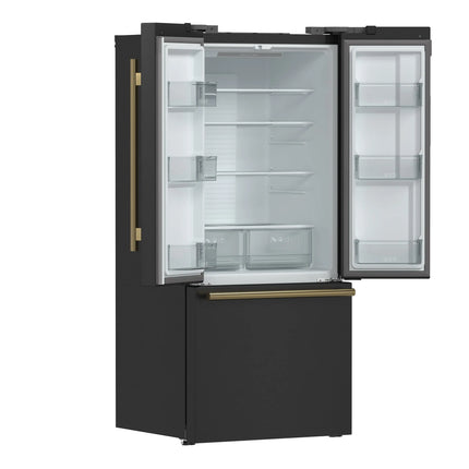 Forno Gallipoli Espresso 30-Inch Black French Door Refrigerator, Bottom Freezer, 17.5 Cu. Ft., No Frost, Ice Maker FORNO