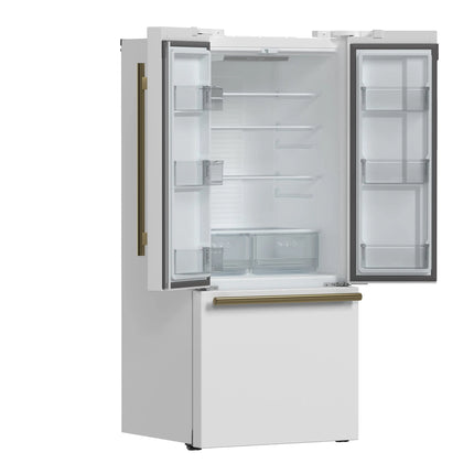 Forno Gallipoli Espresso 30-Inch White French Door Refrigerator, Bottom Freezer, 17.5 Cu. Ft., No Frost, Ice Maker FORNO