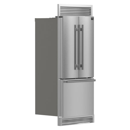 Forno Gallipoli 30-Inch French Door Refrigerator, 17.5 cu.ft Capacity, Decorative Grill, 34-Inch Width, Stainless Steel, No Frost Technology, Energy Efficient FORNO