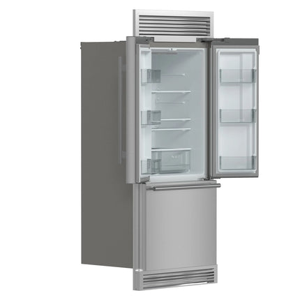 Forno Gallipoli 30-Inch French Door Refrigerator, 17.5 cu.ft Capacity, Decorative Grill, 34-Inch Width, Stainless Steel, No Frost Technology, Energy Efficient FORNO