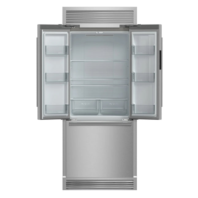 Forno Gallipoli 30-Inch French Door Refrigerator, 17.5 cu.ft Capacity, Decorative Grill, 34-Inch Width, Stainless Steel, No Frost Technology, Energy Efficient FORNO