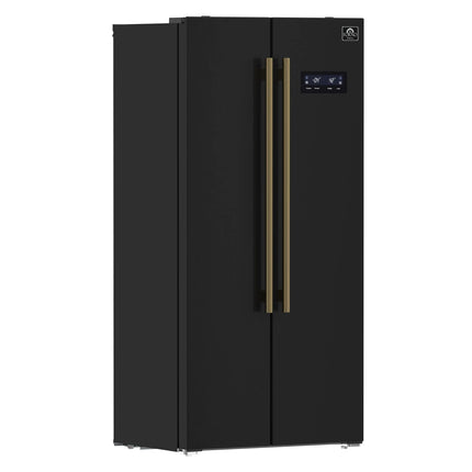 Forno Salerno Espresso 33-Inch Black Side-by-Side Refrigerator, 15.6 Cu. Ft., Energy-Efficient, No Frost, Modern Design FORNO