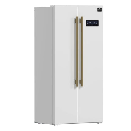 Forno Salerno Espresso 33-Inch White Side-by-Side Refrigerator, 15.6 Cu. Ft., Energy-Efficient, No Frost, Modern Design FORNO