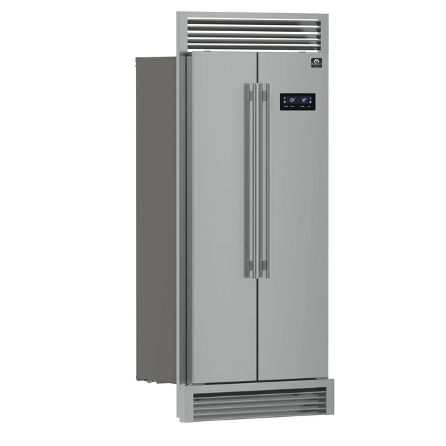Forno Salerno 37-Inch Built-In Stainless Steel Refrigerator, 15.6 cu.ft, Decorative Grill, ENERGY STAR Certified FORNO