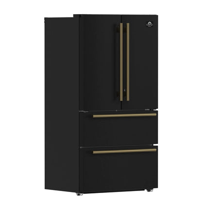 Forno Moena Espresso 36-Inch Black French Door Refrigerator, 19.2 Cu. Ft., Frost-Free, Automatic Ice Maker, ENERGY STAR Certified FORNO