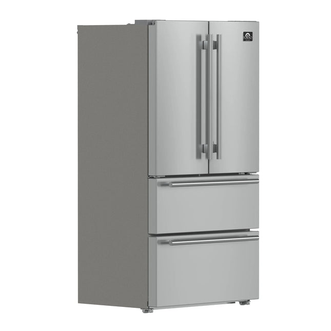 Forno Moena 36-Inch French Door Refrigerator, 19.2 cu.ft, Counter Depth, Ice Maker, Stainless Steel Interior Panel, ENERGY STAR Certified FORNO