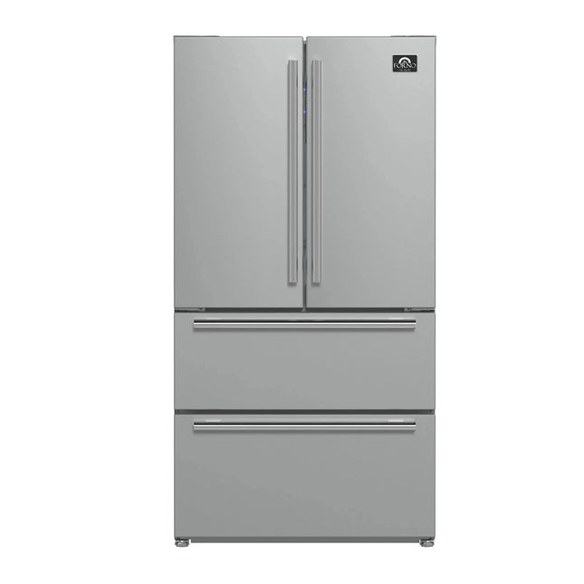 Forno Moena 36-Inch French Door Refrigerator, 19.2 cu.ft, Counter Depth, Ice Maker, Stainless Steel Interior Panel, ENERGY STAR Certified FORNO