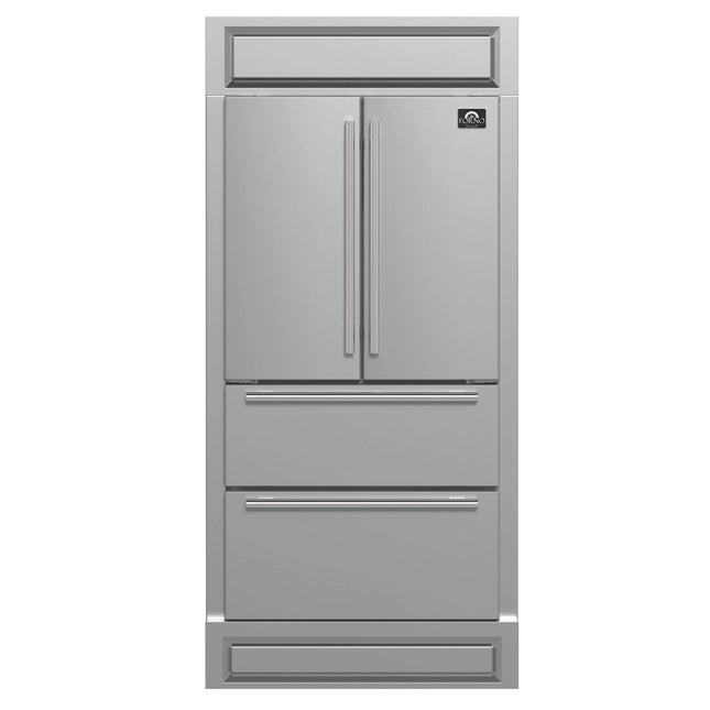 Forno Moena 40-Inch French Door Refrigerator, Stainless Steel, 19.2 cu.ft, Modern Decorative Grill, ENERGY STAR Certified FORNO