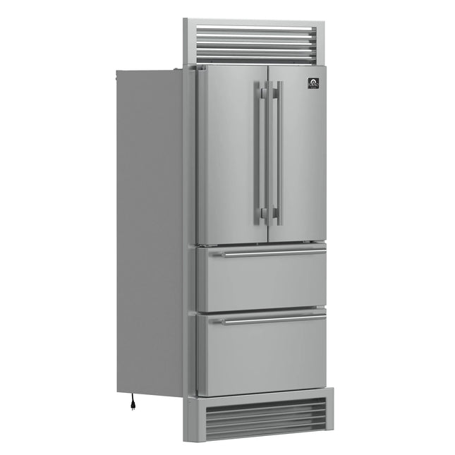 Forno Moena 40-Inch French Door Refrigerator, Stainless Steel, 19.2 cu.ft, Decorative Grill, ENERGY STAR Certified FORNO