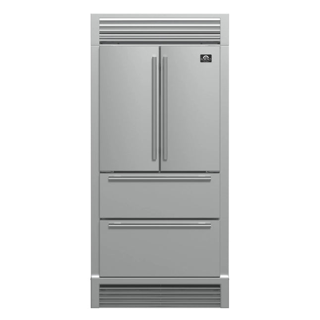 Forno Moena 40-Inch French Door Refrigerator, Stainless Steel, 19.2 cu.ft, Decorative Grill, ENERGY STAR Certified FORNO
