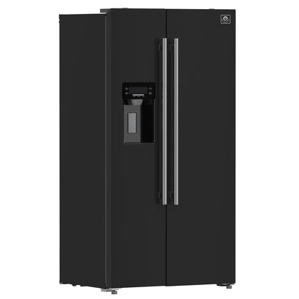 Forno Salerno Espresso 36-Inch Black Side-by-Side Refrigerator, 20 Cu. Ft., Frost-Free, Ice & Water Dispenser, ENERGY STAR Certified FORNO
