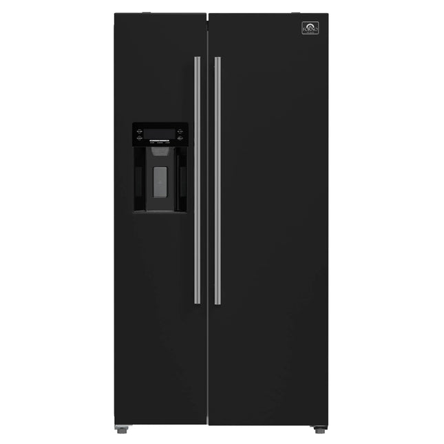Forno Salerno Espresso 36-Inch Black Side-by-Side Refrigerator, 20 Cu. Ft., Frost-Free, Ice & Water Dispenser, ENERGY STAR Certified FORNO