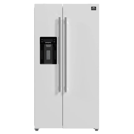 Forno Salerno Espresso 36-Inch White Side-by-Side Refrigerator, 20 Cu. Ft., Frost-Free, Ice & Water Dispenser, ENERGY STAR Certified FORNO