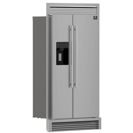 Forno Salerno 40-Inch Built-In Stainless Steel Refrigerator, 20 cu.ft, Decorative Grill, ENERGY STAR Certified FORNO