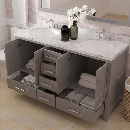 VHG GD-50060-CMRO-GR-NM Caroline Avenue 60" Double Bath Vanity in Gray with Cultured Marble Quartz Top and Round Sinks