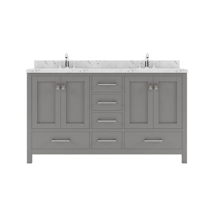 VHG GD-50060-CMRO-GR-NM Caroline Avenue 60" Double Bath Vanity in Gray with Cultured Marble Quartz Top and Round Sinks