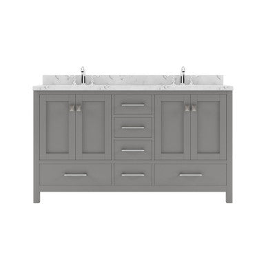 VHG GD-50060-CMRO-GR-NM Caroline Avenue 60" Double Bath Vanity in Gray with Cultured Marble Quartz Top and Round Sinks VHG