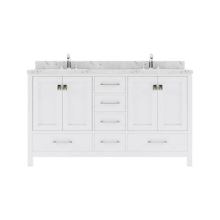 VHG GD-50060-CMSQ-WH-NM Caroline Avenue 60" Double Bath Vanity in White with Cultured Marble Quartz Top and Square Sinks