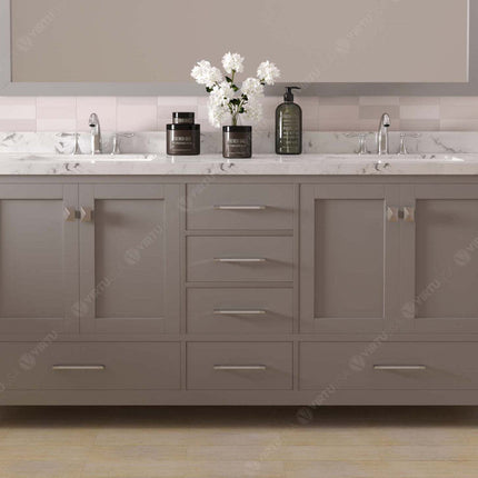 VHG GD-50072-CMRO-GR-NM Caroline Avenue 72" Double Bath Vanity in Gray with Cultured Marble Quartz Top and Round Sinks