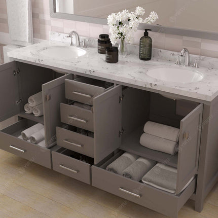 VHG GD-50072-CMRO-GR-NM Caroline Avenue 72" Double Bath Vanity in Gray with Cultured Marble Quartz Top and Round Sinks