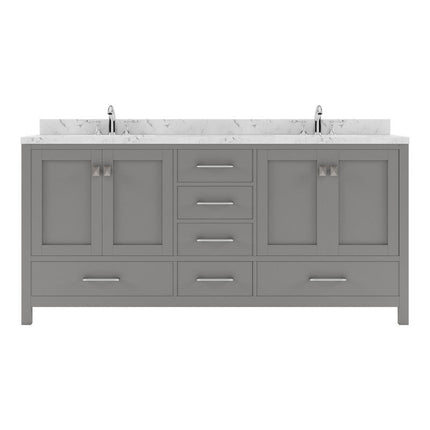 VHG GD-50072-CMRO-GR-NM Caroline Avenue 72" Double Bath Vanity in Gray with Cultured Marble Quartz Top and Round Sinks