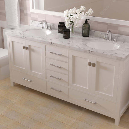 VHG GD-50072-CMRO-WH-NM Caroline Avenue 72" Double Bath Vanity in White with Cultured Marble Quartz Top and Round Sinks