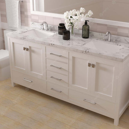 VHG GD-50072-CMSQ-WH-NM Caroline Avenue 72" Double Bath Vanity in White with Cultured Marble Quartz Top and Square Sinks